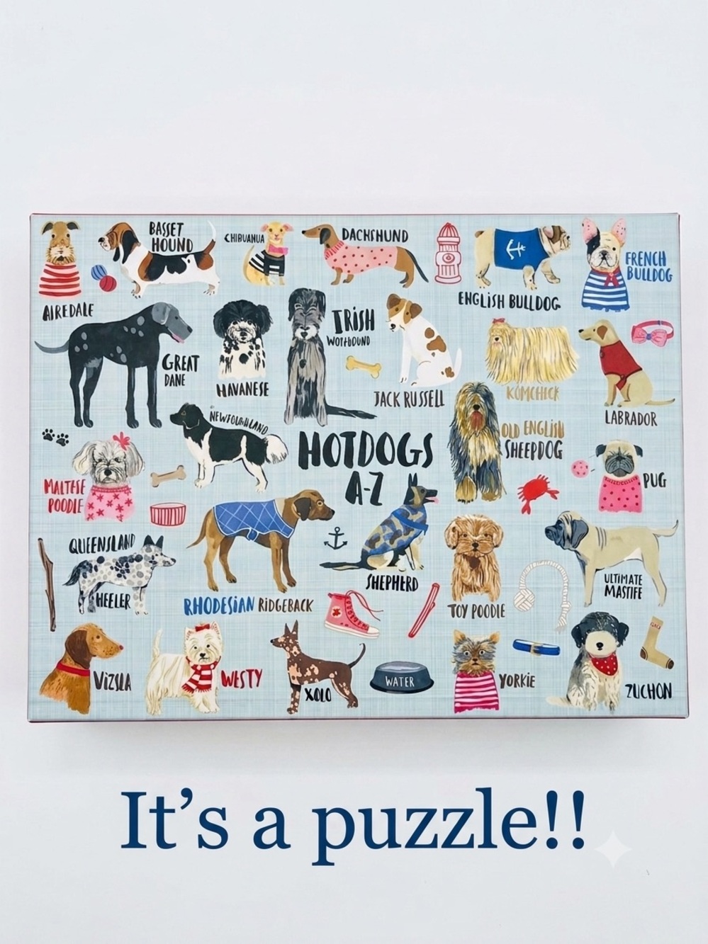 Hotdogs A-Z Dog Breed 1,000 piece jigsaw puzzle by mudpuppy
